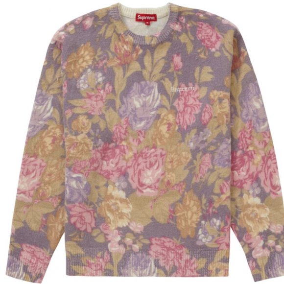 Supreme Other - Supreme Printed Floral Angora Sweater - Purple, Size L